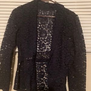 Cato Blazer navy Blue Lace Button Blazer jacket Floral M Medium